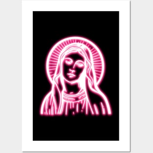 Pink Neon Virgin Mary Posters and Art